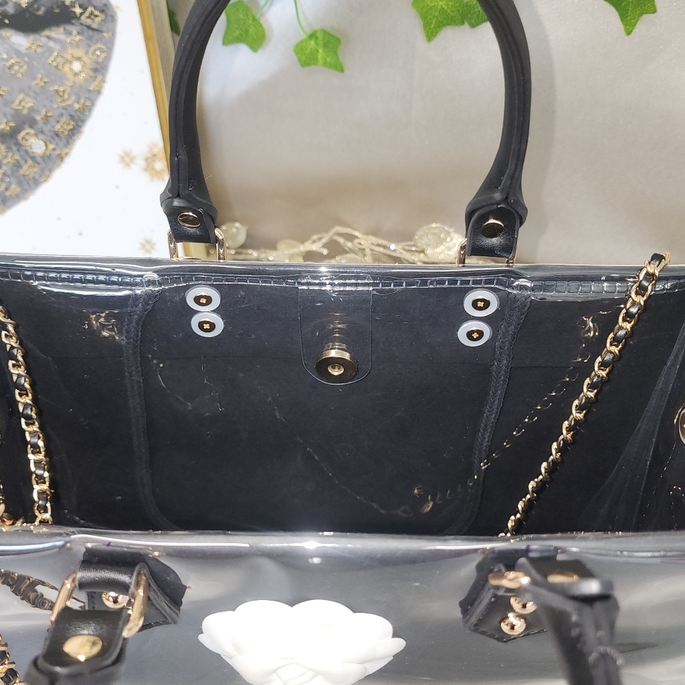 Chanel Black Patent Camellia Tote Bag - Picture 9 of 11